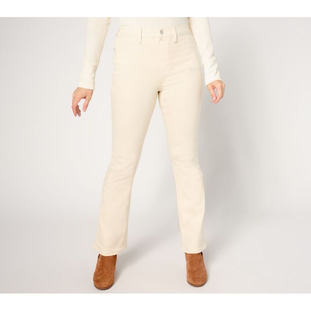 Denim & Co. Women's Pants Sz 18 Tall Color Easy Baby Bootcut Jean White A668617
